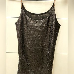 Sequin Cami with gold chain straps